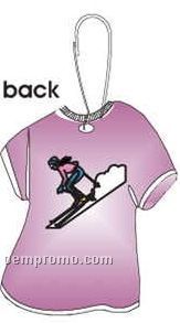 Female Skier T-shirt Zipper Pull