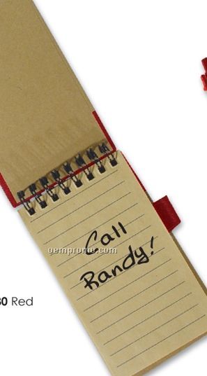 Red Recycled Memo Pad W/Pen (Printed)