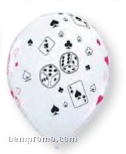 11" White Cards & Dice Latex Balloon