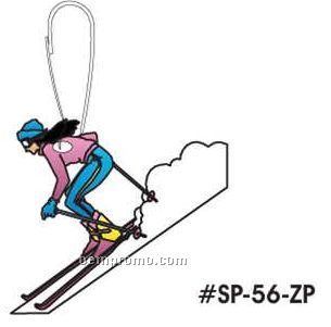 Female Skier Zipper Pull
