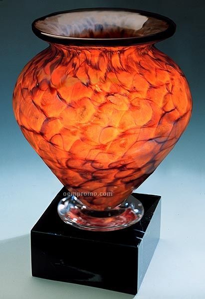 Fire Cauldron Vase W/ Marble Base (4.5