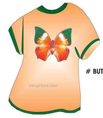 Orange & Green Butterfly T Shirt Acrylic Coaster W/ Felt Back