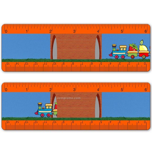 6" Ruler, Fruit Train Tunnel Lenticular Animation Stock Design, Blank
