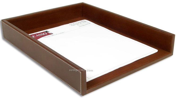 Brown Rustic Leather Front-load Tray (Letter Size)