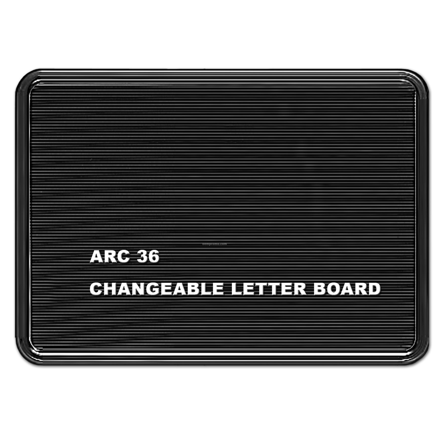 Changeable Letter Board 36"W X 24"H Black Frame With Black Letter Panel.