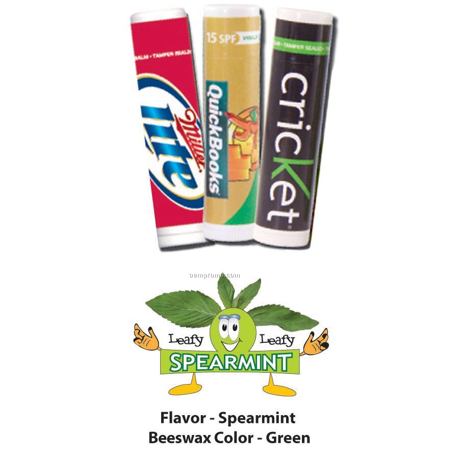 Leafy Leafy Spearmint Premium Lip Balm In Clear Tube