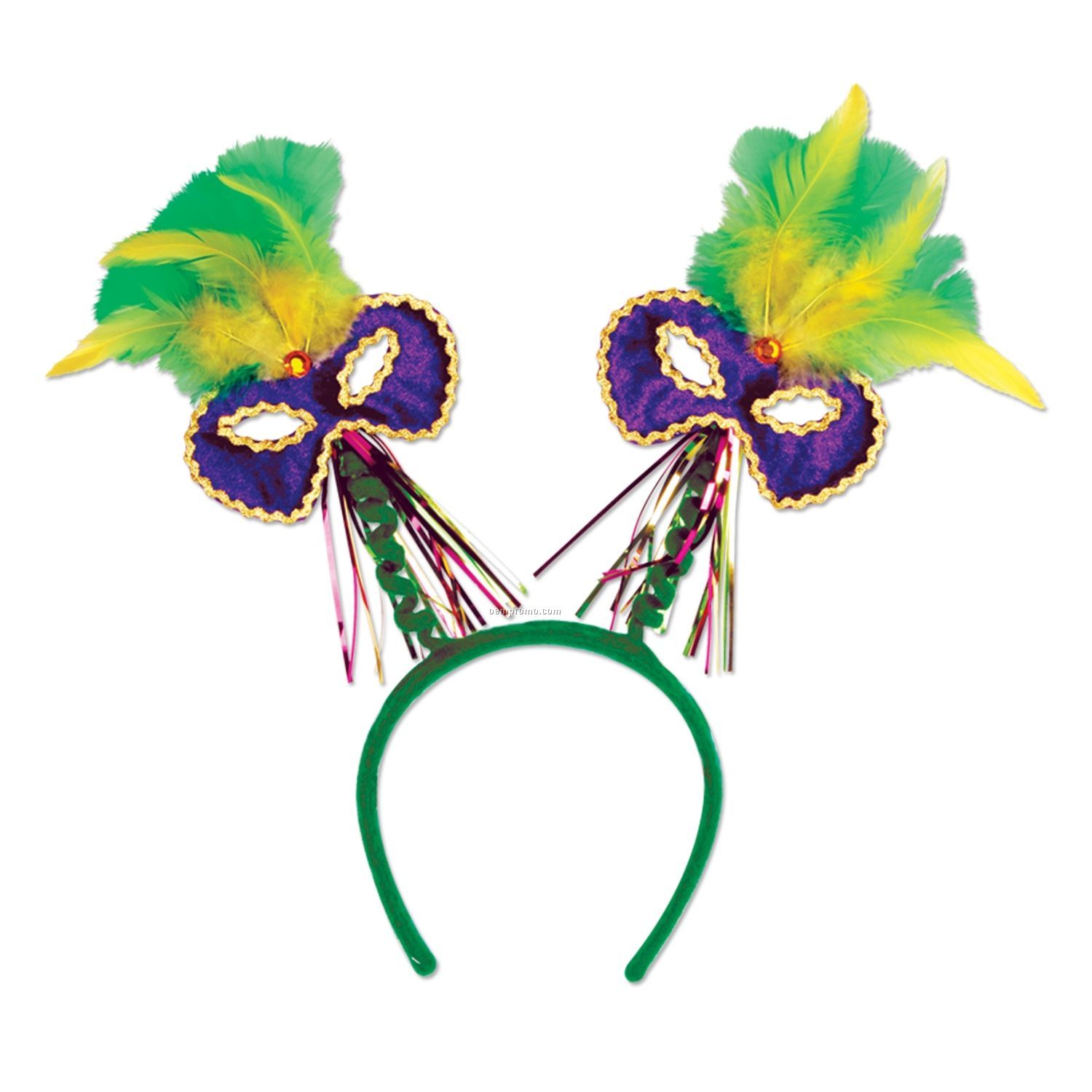 Mardi Gras Mask W/ Feather Boppers