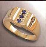 Men's 10k Gold Ring With 3 Vertical Stones