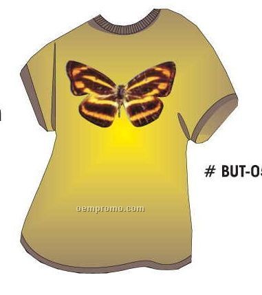 Brown & Yellow Butterfly T Shirt Acrylic Coaster W/ Felt Back