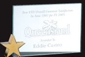 Jade Glass Achievement Award - W/ Chrome Star - Medium