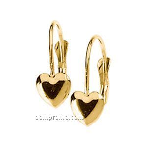 Ladies' 14ky 13x9-1/2 Heart Lever Back Earring