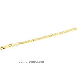 Ladies' 7" 14ky 3-1/4mm Diagonal-cut Wheat Chain Bracelet