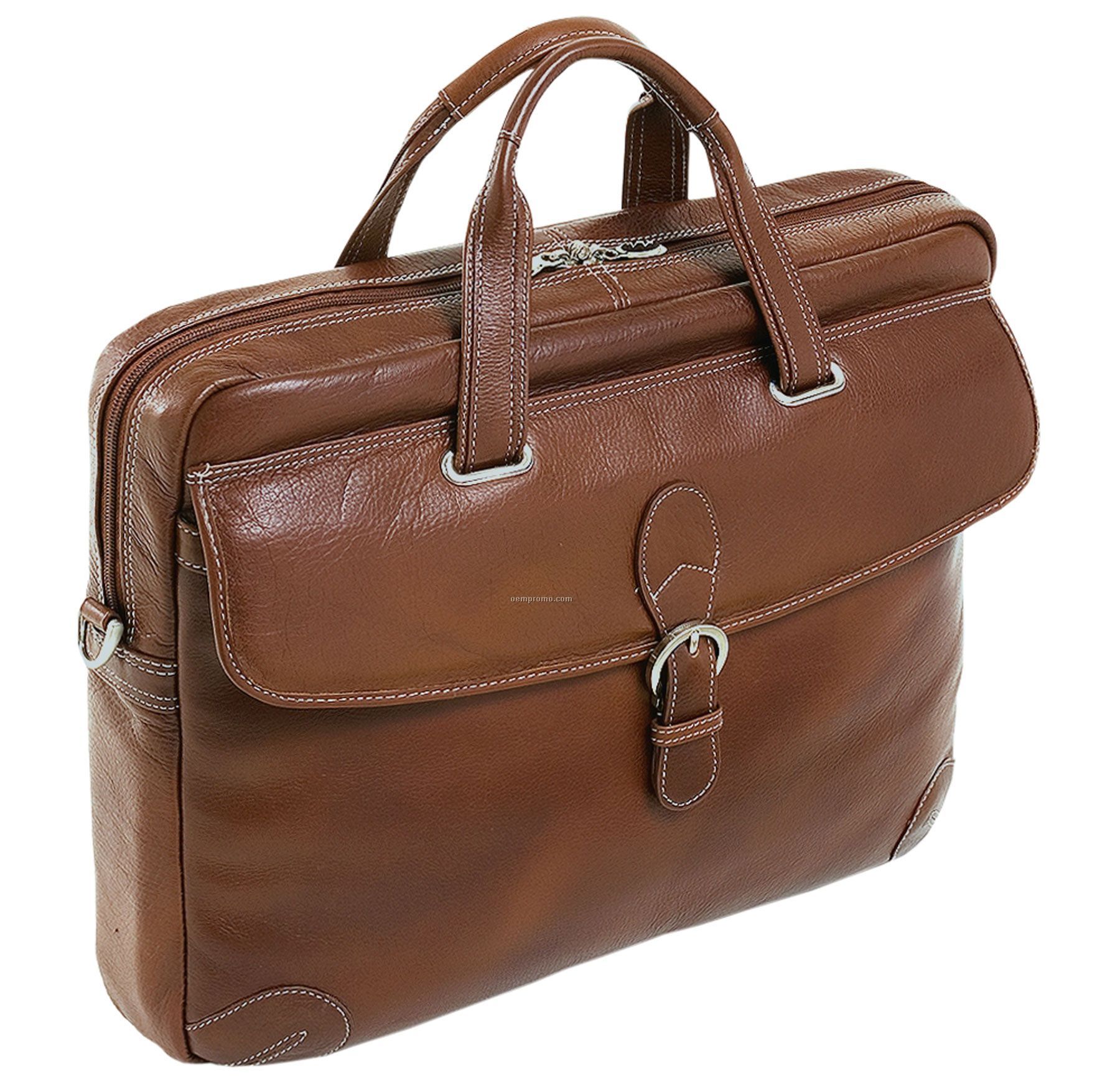 Borella Leather Netbook Laptop Case - Cognac Brown