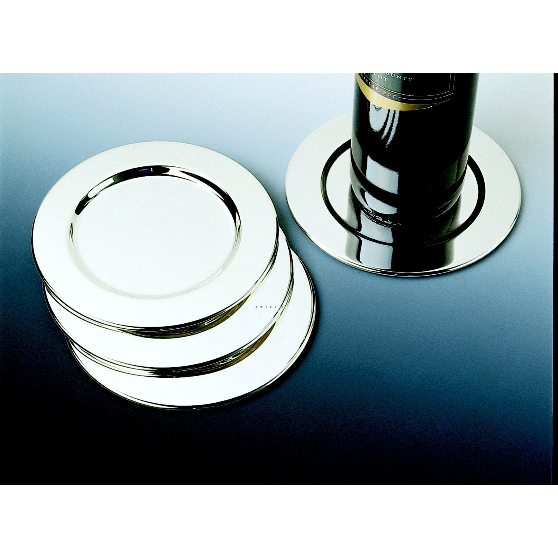 Silver Plated Plat Wine Bottle Coasters