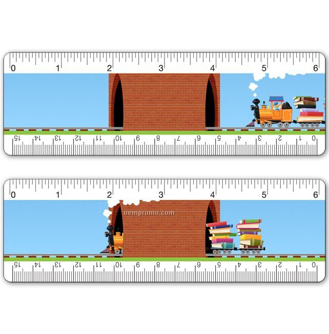 6" Ruler, Book Train Tunnel Lenticular Animation Stock Design, Blank