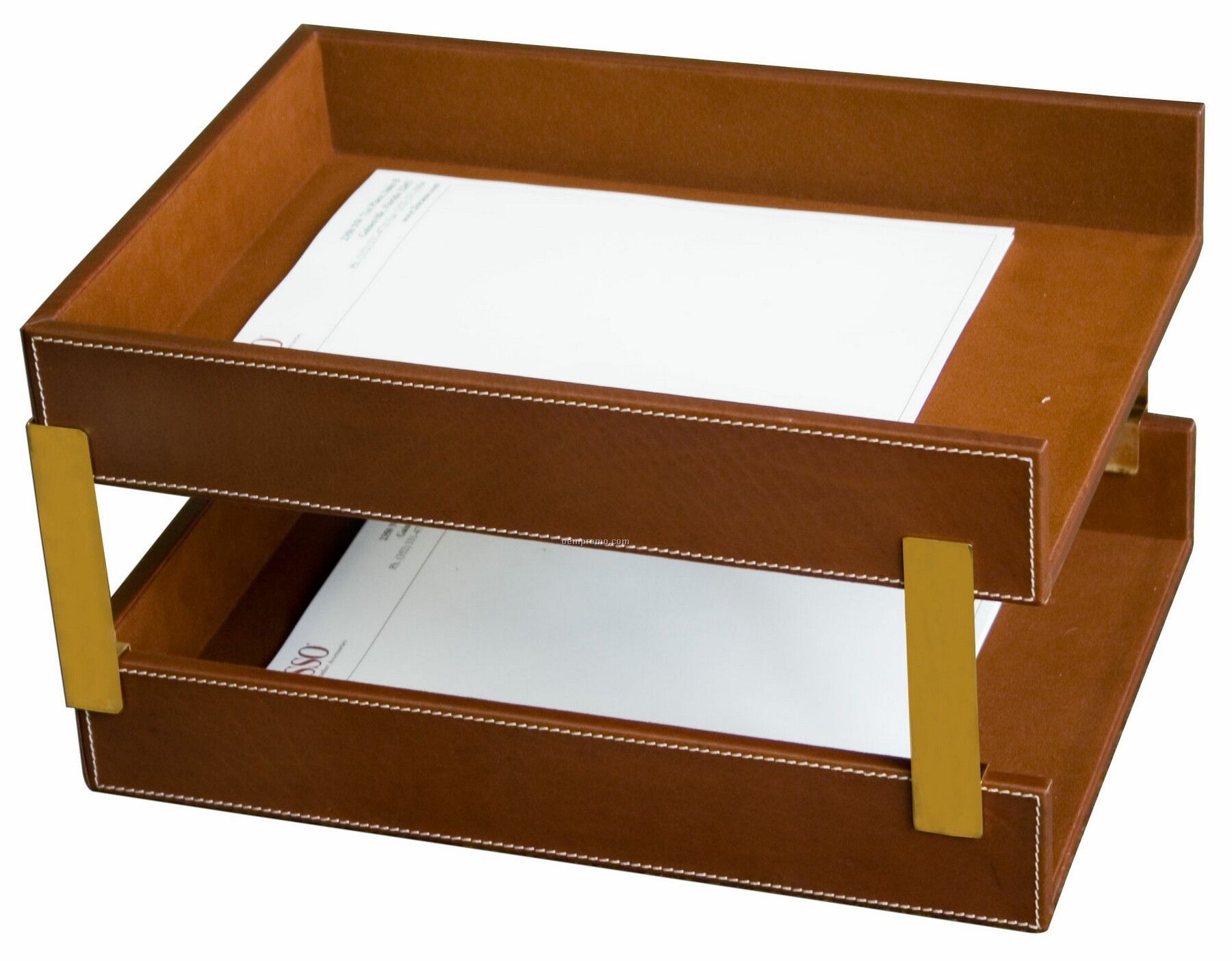 Brown Rustic Leather Double Front-load Tray (Legal Size)
