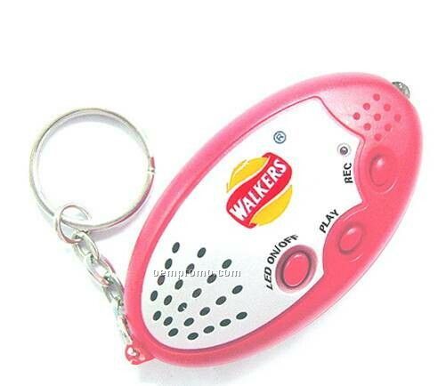 Key Chain Recorder With LED Flashlight - Oval