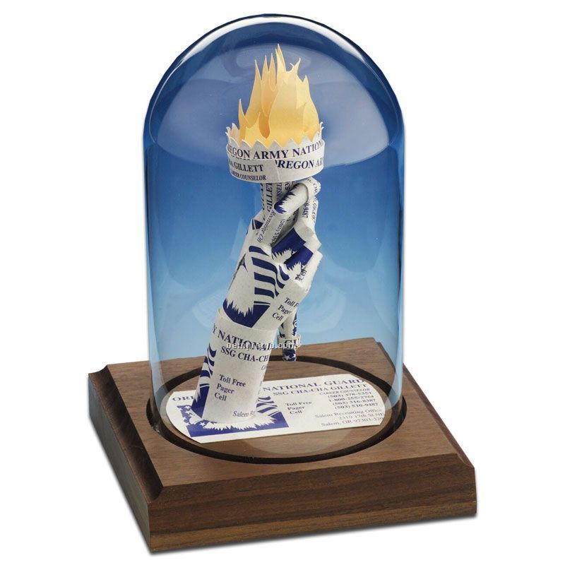 Business Cards In A Bottle Domed Sculpture - Liberty Torch