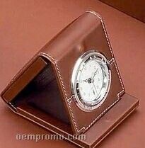 Brown Genuine Leather Alarm Clock