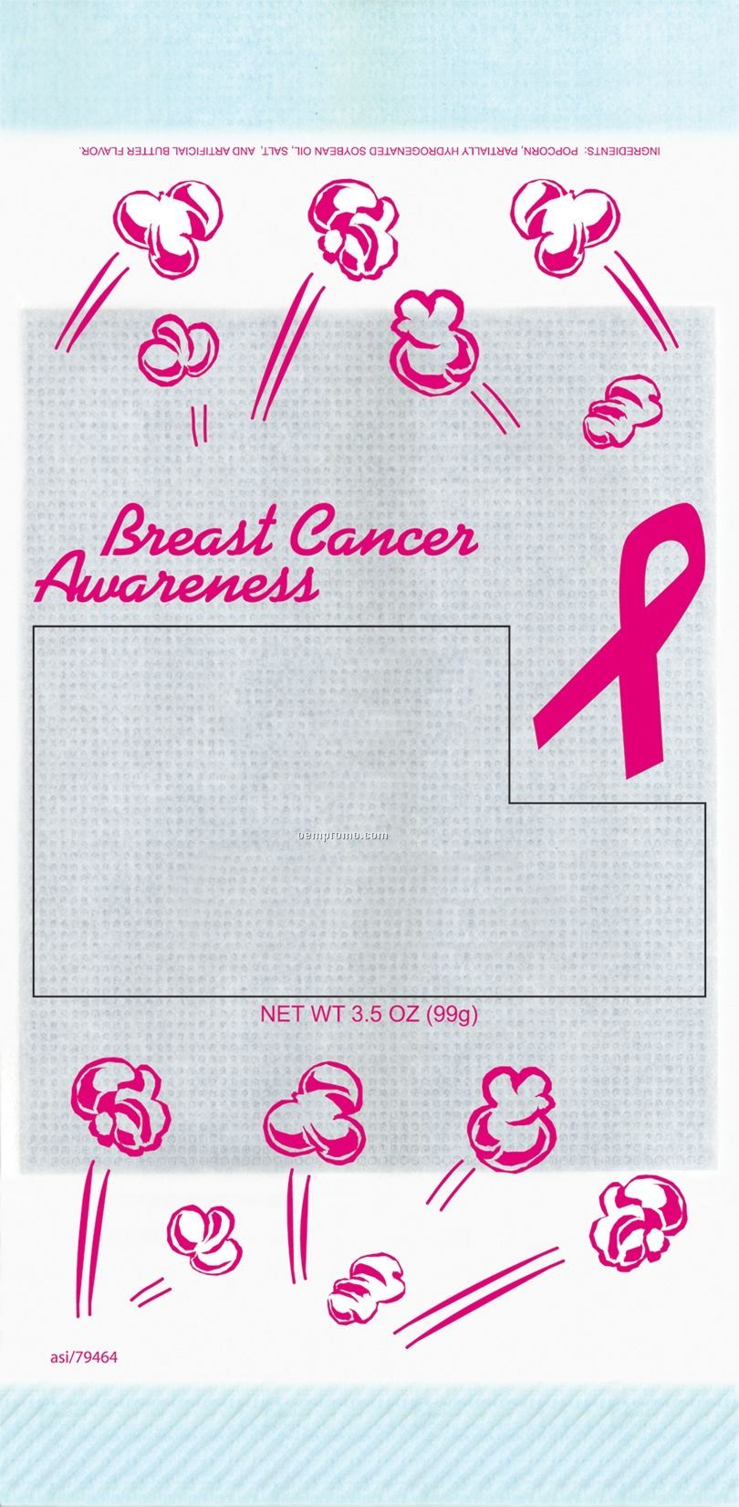 1 Color Pre-designed Microwave Popcorn Bag (Breast Cancer Awareness)
