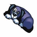 Animals Stock Temporary Tattoo - Purple Cartoon Dog (2"X2")