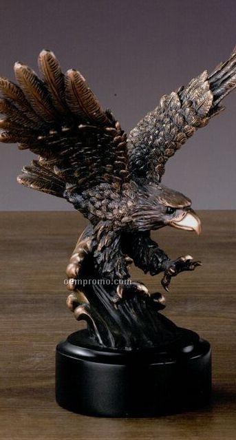 Copper Finish Broad Wing Eagle Trophy - Round Base (7.5"X6")