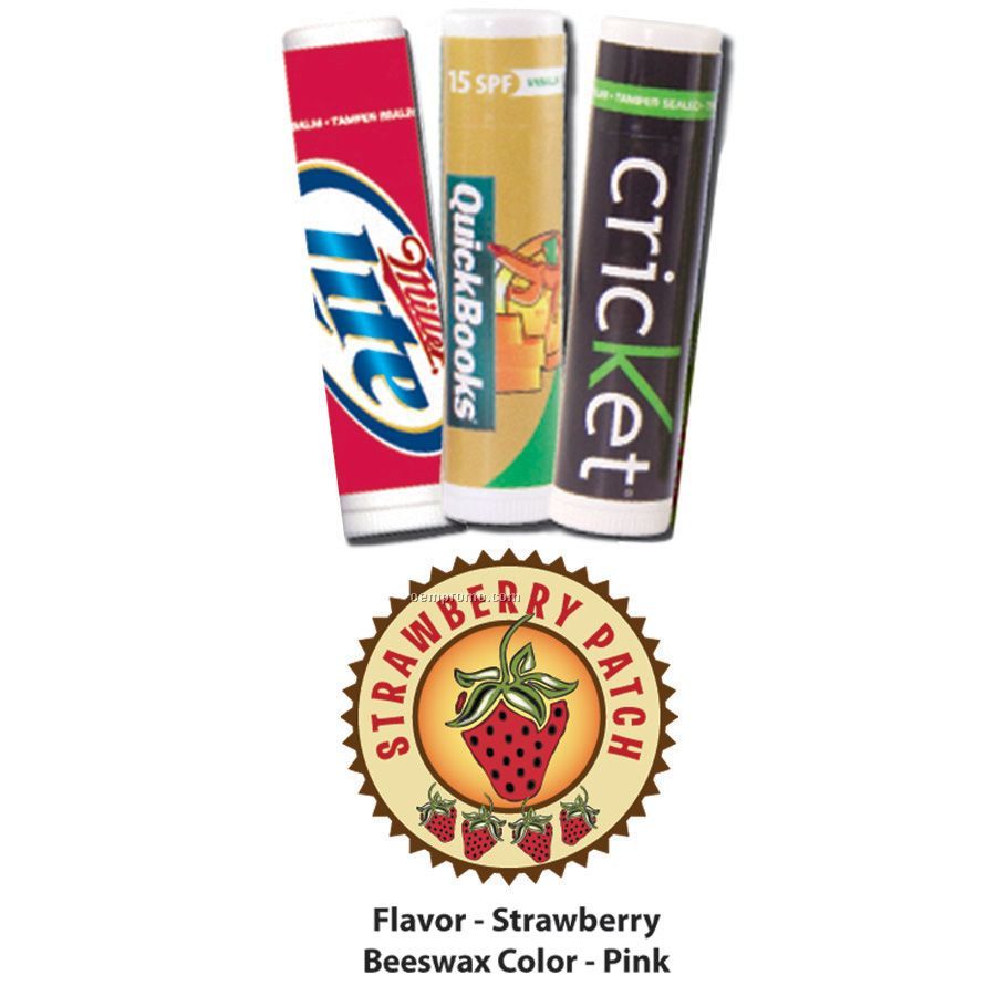 Strawberry Patch Premium Lip Balm In Clear Tube