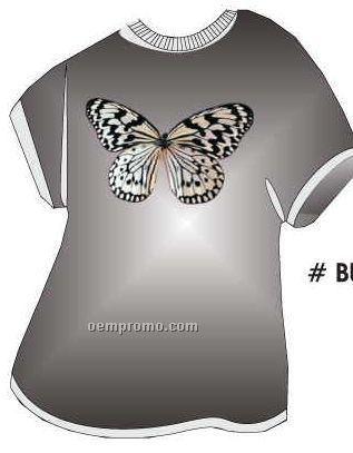 Black & White Butterfly T Shirt Acrylic Coaster W/ Felt Back