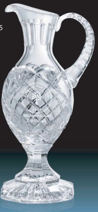 24 % Lead Crystal Carafes Award W/ Wide Mouth And Round Handle / 14