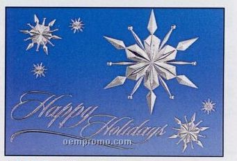 Raised Relief Snowflakes On Blue Sky Holiday Greeting Card (By 05/01/11)