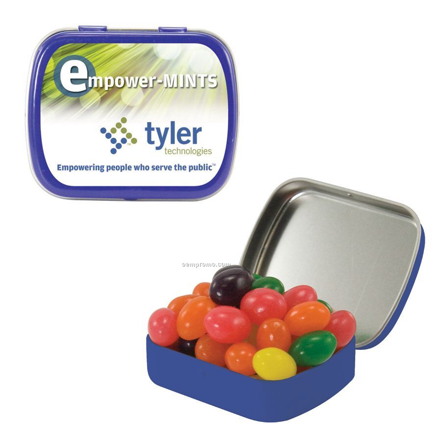 Small Royal Blue Mint Tin Filled With Jelly Beans