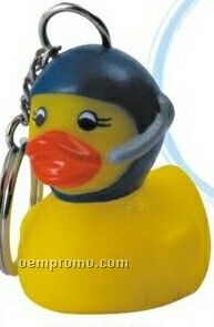 Rubber Pilot Duck Keychain
