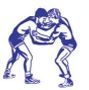 Stock Blue Wrestlers Mascot Chenille Patch