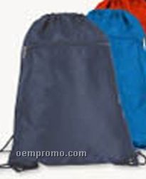Drawstring Backpack W/ Zippered Pocket