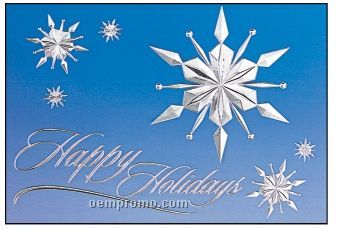 Raised Relief Snowflakes On Blue Sky Holiday Greeting Card (By 10/01/11)