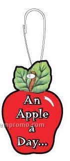 Apple W/ Daily Apple Slogan Zipper Pull