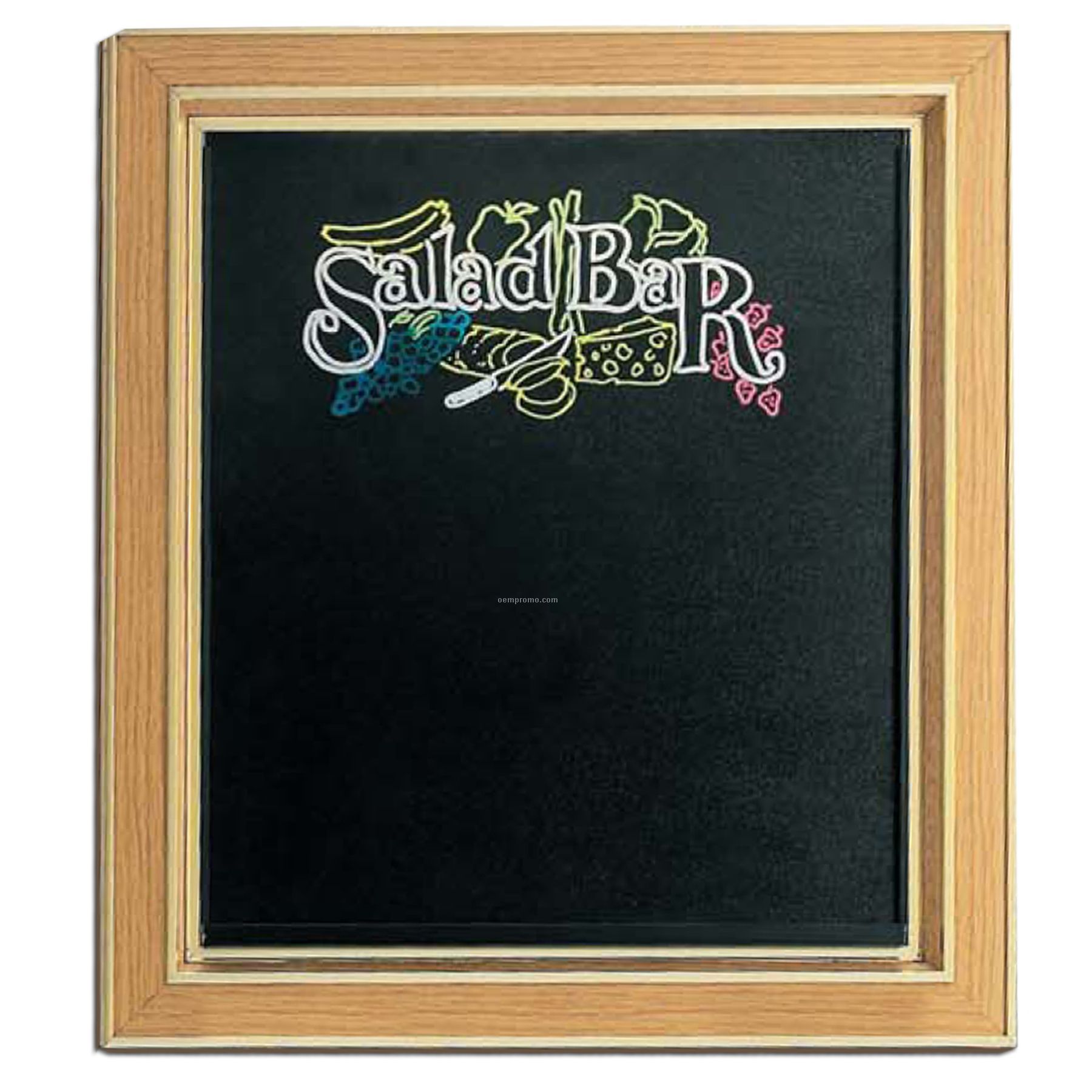 Illuminated Wet Erase Marker Board. Oak Trim On Brass Finish Frame. 25" X 2