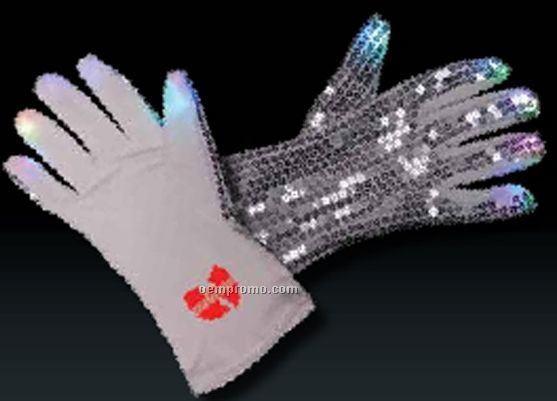 Light Up Gloves W/ Silver Sequins