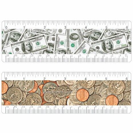 6" Ruler W/Dollars / Cents Lenticular Flip Effect (Blanks)