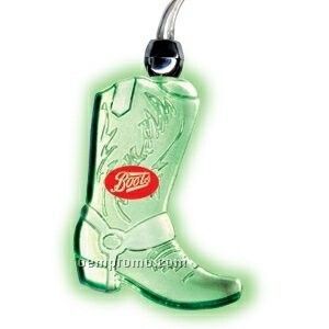 Light Up Boot Pendant Necklace W/ Non Blinking Green LED