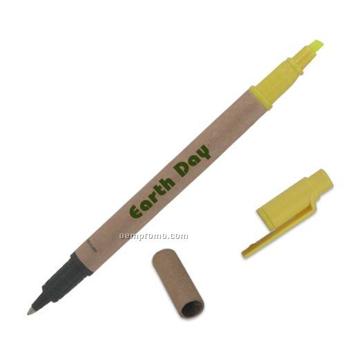 2 In 1 Recycled Paper Pen & Highlighter