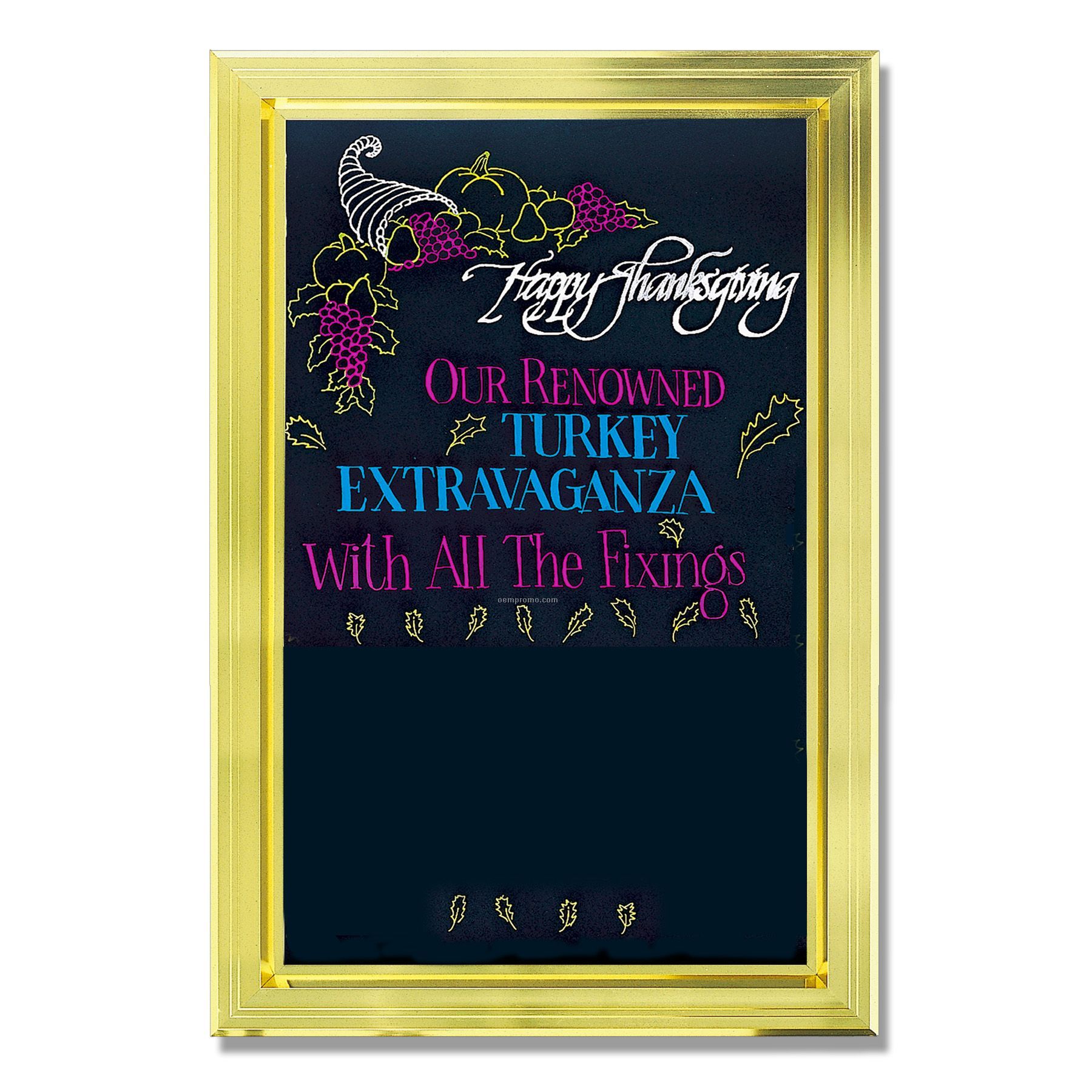 Illuminated Wet Erase Marker Board. Brass Finish Frame 26" X 36"