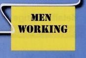 Stock 60' Printed Rectangle Warning Pennants (Men Working - 18"X12")