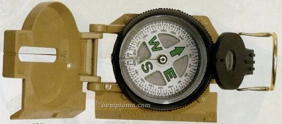 Tan Beige Military Marching Compass With Magnifying Glass