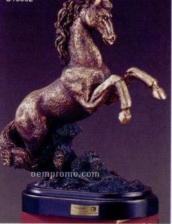 Textured Rearing Horse Trophy W/ Oblong Base (6"X7")