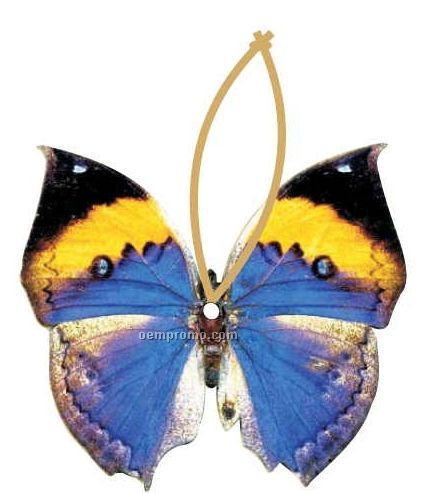 Black & Blue Butterfly Ornament W/ Mirrored Back (3 Square Inch)