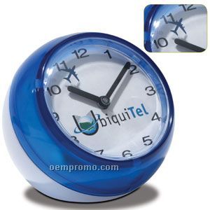 Geo Desk Clock W/ Rotating Logo Disc