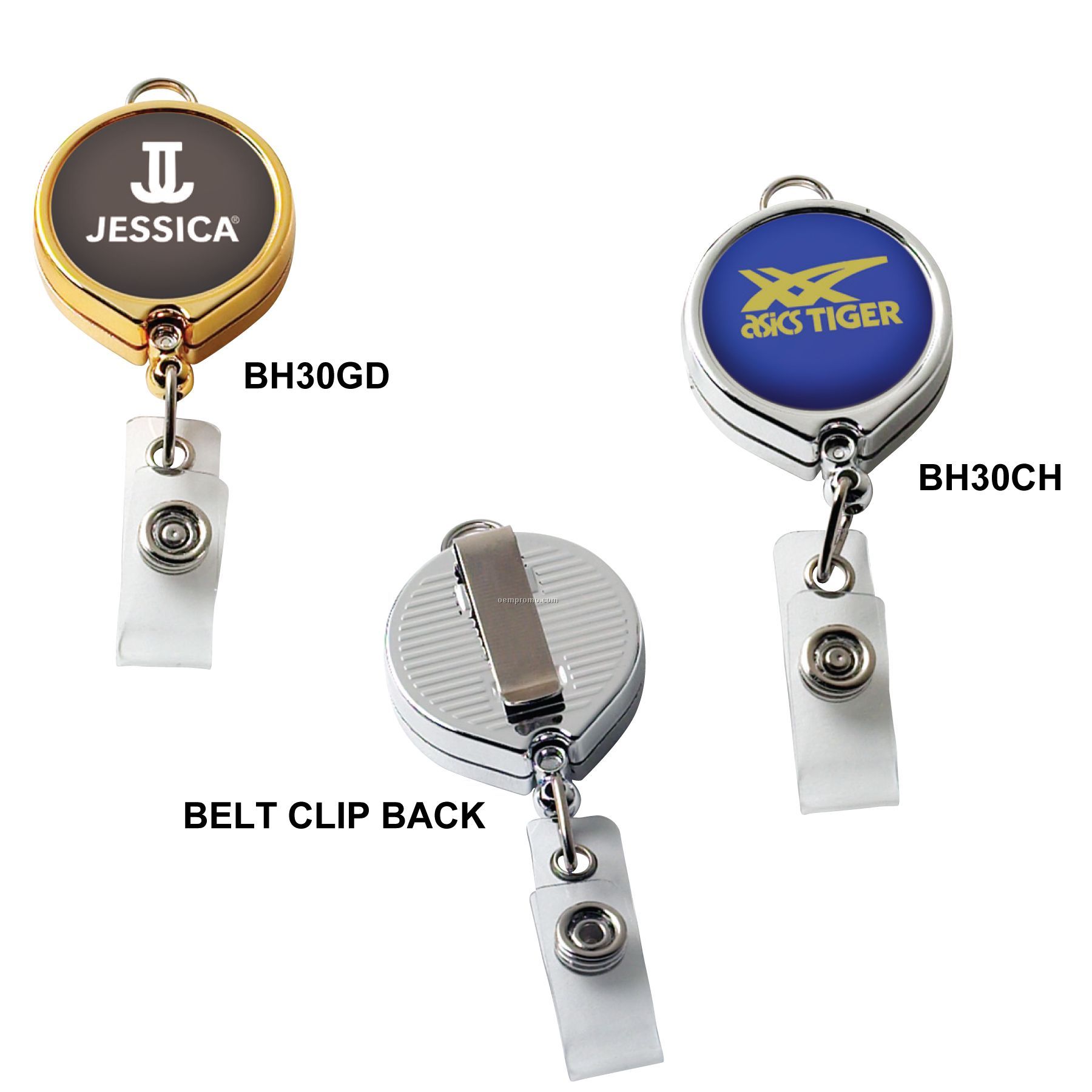 Metallic Finish Large Face Badge Reel W/Lanyard Attachment: (Polydome)