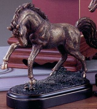 Textured Bucking Horse Trophy W/ Oblong Base (7