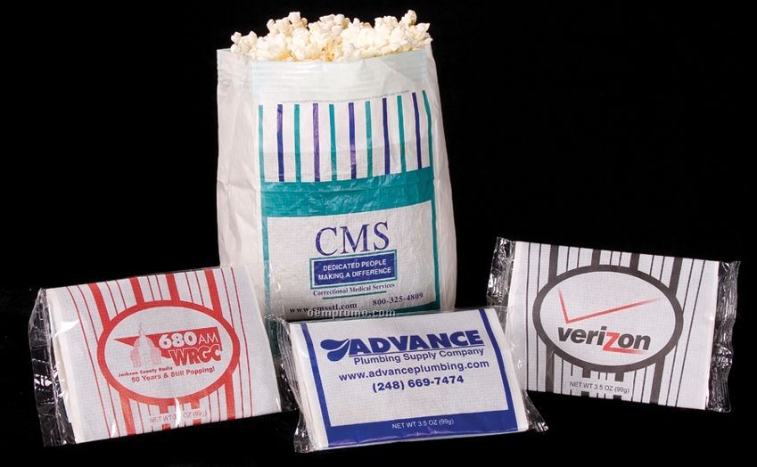 3-1/2 Oz. Premium Microwave Popcorn In Custom Printed Bag (2 Color)